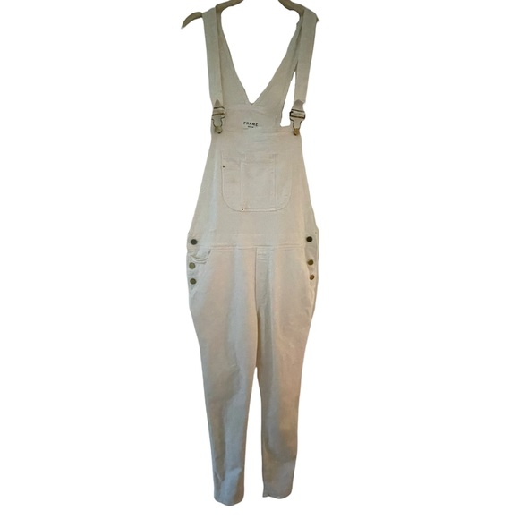 Frame Denim Le Garcon Denim Overalls Jumpsuit, Blanc White Size Small - Picture 3 of 6